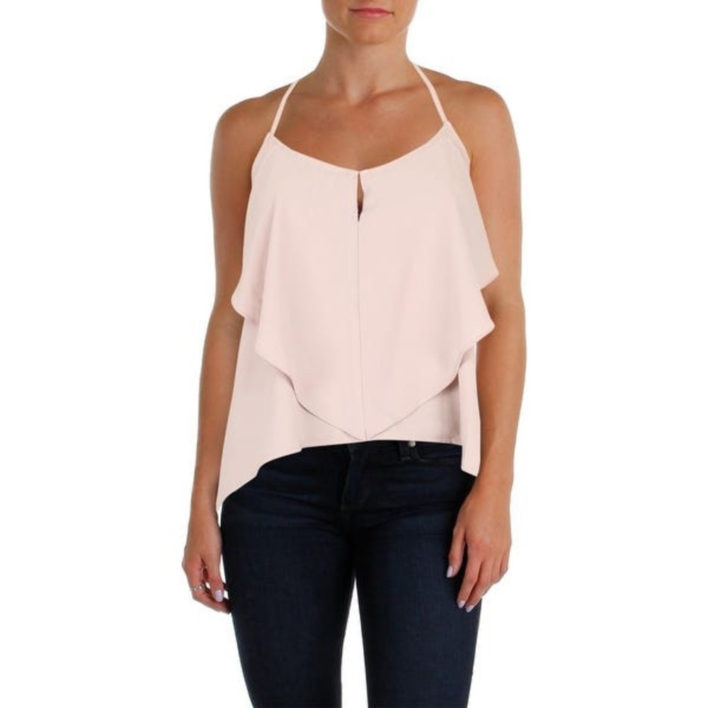 BNWT Aqua Bloomingdale’s Ruffle Front High Low Tank Top M Blush ⭐️ HOST PICK! - Picture 1 of 7